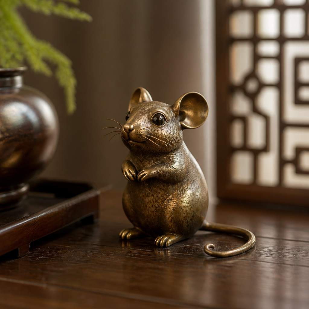 铜艺生肖鼠工艺品